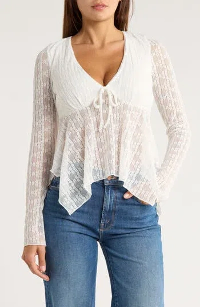 Madden Girl Long Bell Sleeve Babydoll Top In White