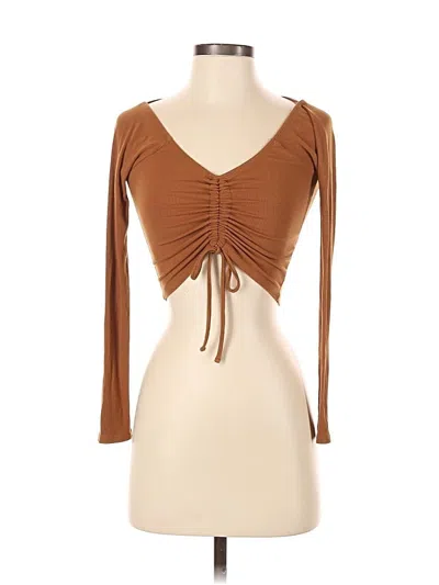Pre-owned Madden Girl Long Sleeve Top Brown Sweetheart Neckline Tops