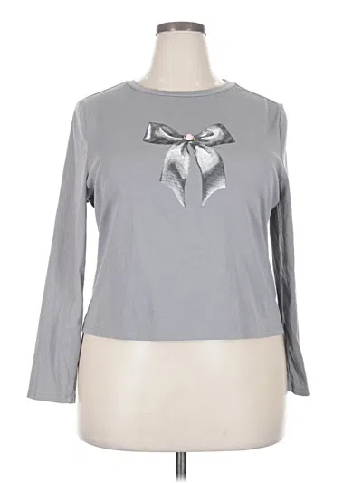 Pre-owned Madden Girl Long Sleeve Top Gray Keyhole Neckline Tops