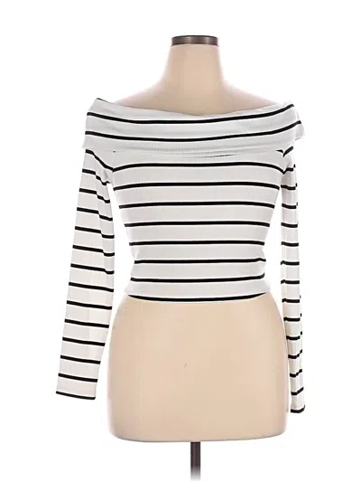 Pre-owned Madden Girl Long Sleeve Top White Boatneck Tops