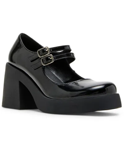 Madden Girl Lonniie Platform Block-heel Mary Jane Pumps In Black Box