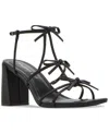 Madden Girl Chique Black Paris Strappy Square-toe High Heel Sandals In Black
