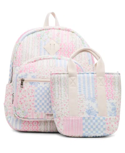 Madden Girl Lynxqc Quilted Cotton Dome Medium Backpack And Lunchbox Set In Black