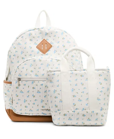 Madden Girl Lynxss Seersucker Dome Medium Backpack And Lunchbox Set In Black