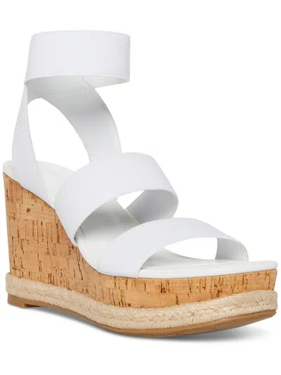 Madden Girl Marandaa Womens Slip On Strappy Wedge Sandals In White