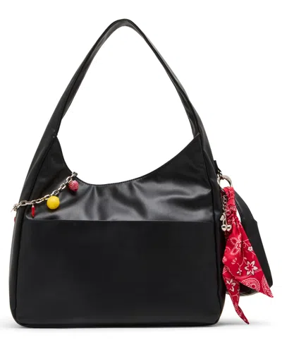 Madden Girl Medium Leather Hobo Bag In Black