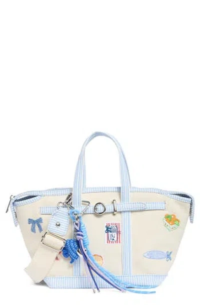 Madden Girl Mini Embroidered Canvas Tote In White