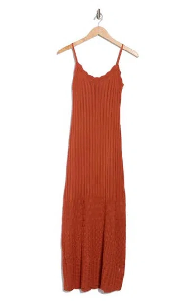 Madden Girl Mix Stitch Maxi Sweater Dress In Brown