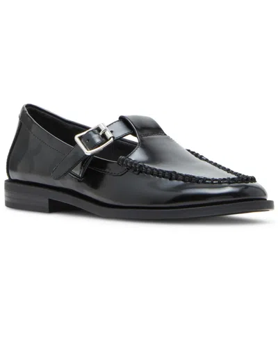 Madden Girl Moccha T-strap Tailored Loafer Flats In Black Box