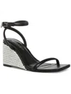 Madden Girl Mone Womens Faux Leather Rhinestone Wedge Wedge Heels In Black
