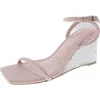 Madden Girl Mone Womens Faux Leather Rhinestone Wedge Wedge Heels In Pink