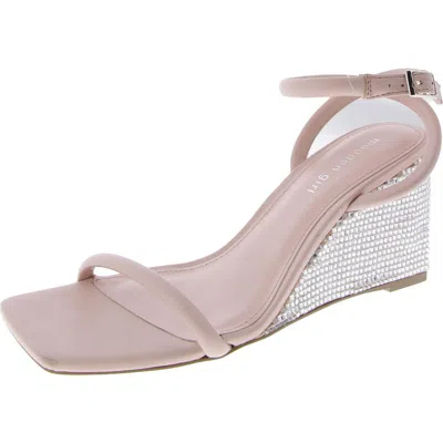 Madden Girl Mone Womens Faux Leather Rhinestone Wedge Wedge Heels In Pink