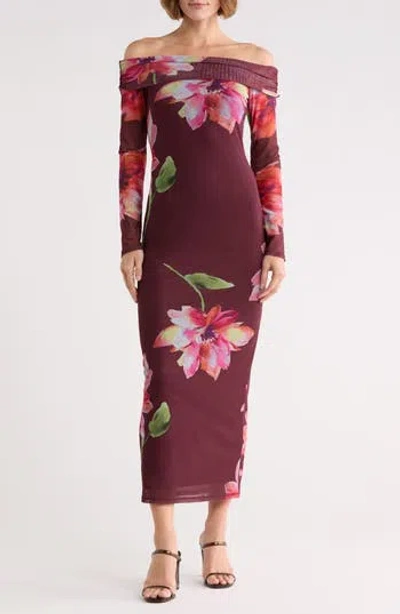 Madden Girl Off Shoulder Maxi Dress In Burgundy