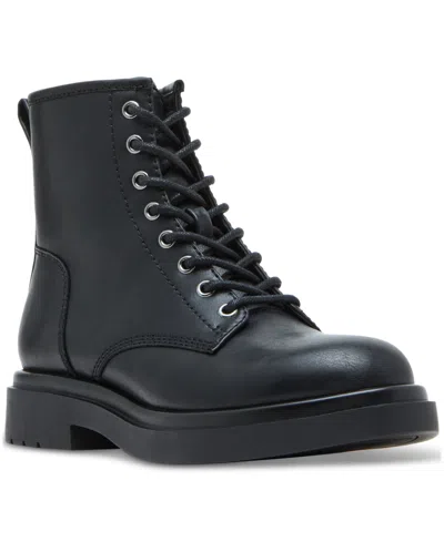 Madden Girl Palooma Lace-up Combat Boots In Black Smooth