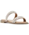 Madden Girl Partly Rhinestone Two-band Slide Sandals In Silver Rhinestone