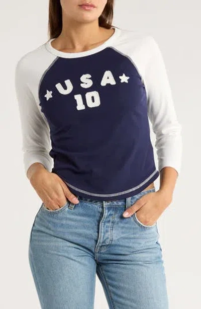 Madden Girl Patch Raglan Tee In Blue