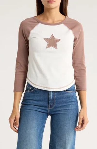 Madden Girl Patch Raglan Tee In White