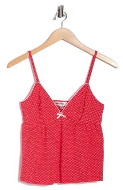 Madden Girl Picot Edge Babydoll Camisole In Red