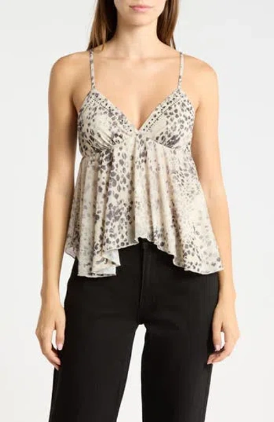 Madden Girl Plunge Neck Sharkbite Hem Camisole In Stone Combo