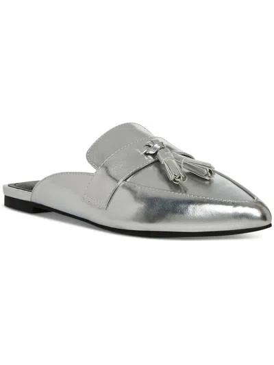 Madden Girl Preppie Womens Metallic Pointed Toe Mules In Silver