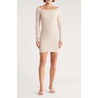 Madden Girl Raglan Long Sleeve Minidress In Neutral