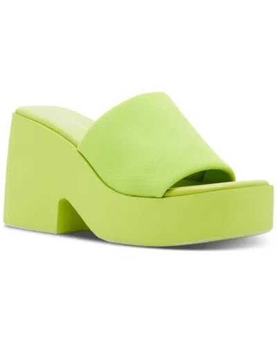 Madden Girl Raquel Platform Slide Sandals In Citron