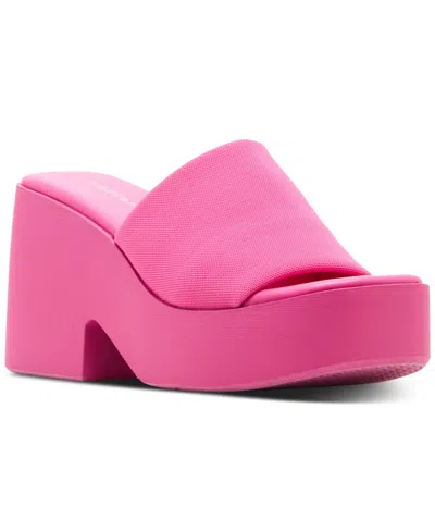 Madden Girl Raquel Platform Slide Sandals In Pink