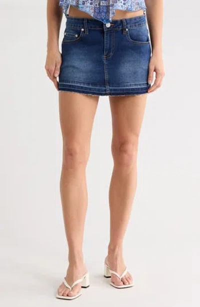 Madden Girl Raw Hem Denim Miniskirt In Blue