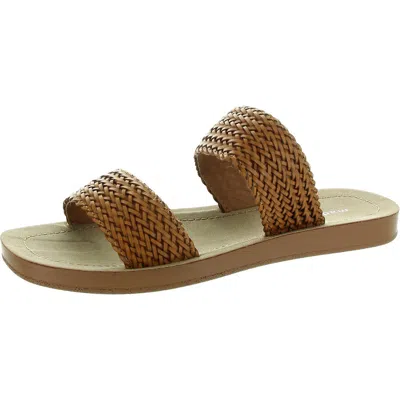 Madden Girl Rebell Womens Woven Faux Leather Slide Sandals In Brown