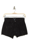Madden Girl Rhinestone Front Raw Hem Denim Shorts