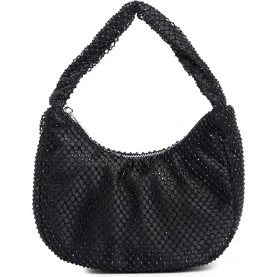 Madden Girl Rhinestone Mesh & Satin Mini Shoulder Bag In Black