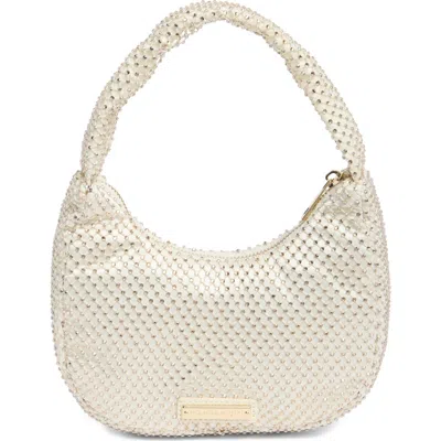 Madden Girl Rhinestone Mesh & Satin Mini Shoulder Bag In Gray