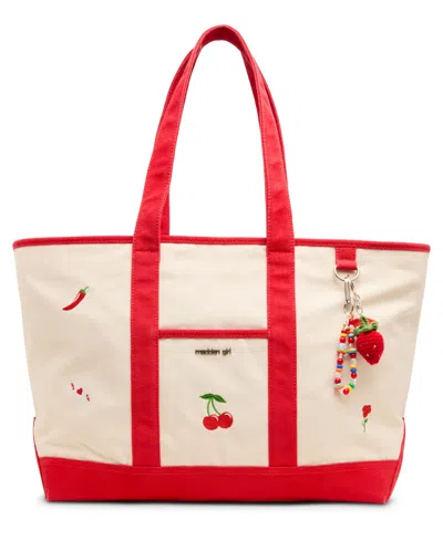 Madden Girl Romain Extra-large Canvas Tote Handbag In Neutral