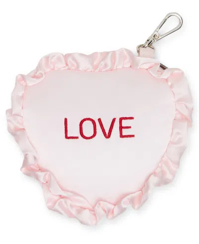Madden Girl Rosalie Satin Conversation Heart Pouch In Pink