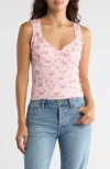 Madden Girl Ruffle Trim Rib Tank Top In Multi
