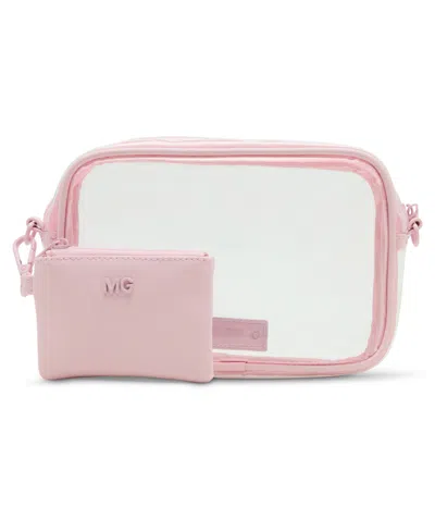 Madden Girl Ryann Clear Vinyl Camera Crossbody Bag In Pink Quartz