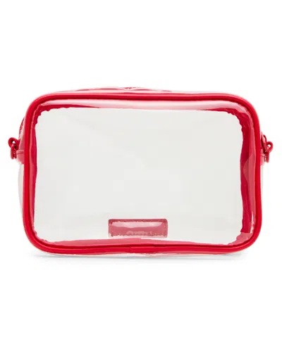 Madden Girl Ryann Clear Vinyl Camera Crossbody Bag In Red