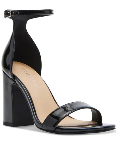 Madden Girl Sasha Two-piece Block-heel Dress Sandals In Black Patent