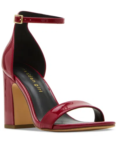 Madden Girl Sasha Two-piece Block-heel Dress Sandals In Burgundy