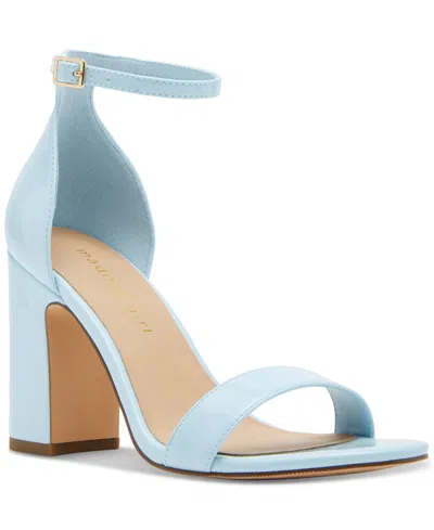 Madden Girl Sasha Two-piece Block-heel Dress Sandals In Ice Blue Patent