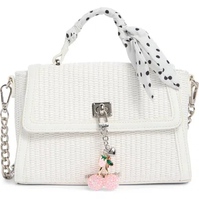 Madden Girl Scarf & Fruit Charm Straw Handbag In Red