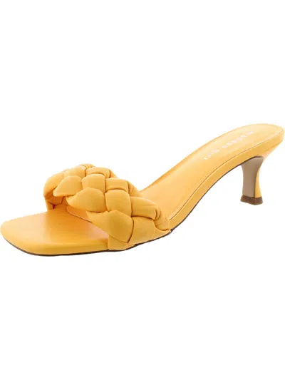 Madden Girl Shanaa Womens Faux Leather Kitten Heel Dress Sandals In Orange