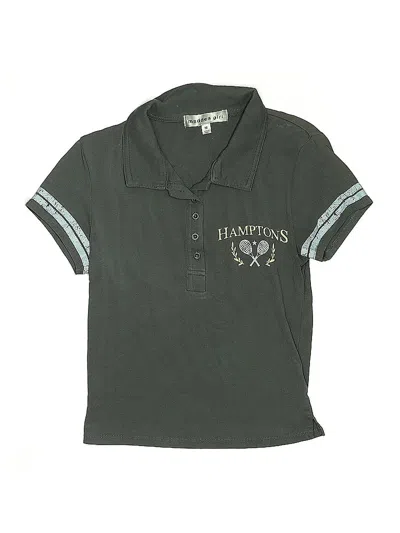 Pre-owned Madden Girl Kids' Short Sleeve Top Green Collared Neckline Tops