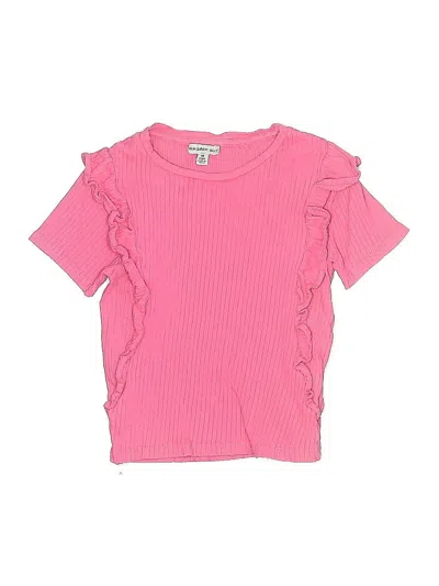 Pre-owned Madden Girl Kids' Short Sleeve Top Pink Ruffles Neckline Tops
