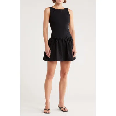 Madden Girl Sleeveless Bow Embellished Drop Waist Minidress In Black