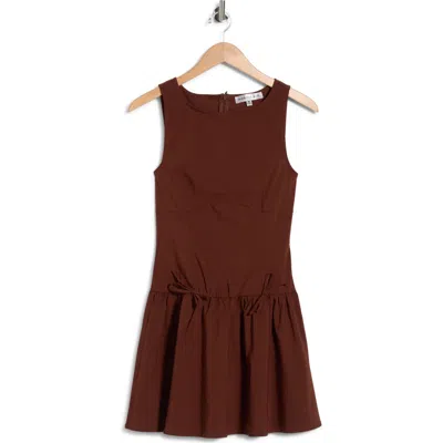 Madden Girl Sleeveless Bow Embellished Drop Waist Minidress In Brown