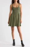 Madden Girl Smocked Skater Dress In Green