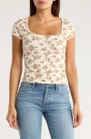 Madden Girl Square Neck Cap Sleeve Top In White