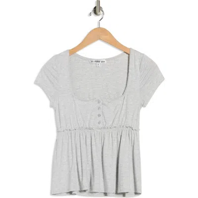 Madden Girl Square Neck Short Sleeve Top In Gray