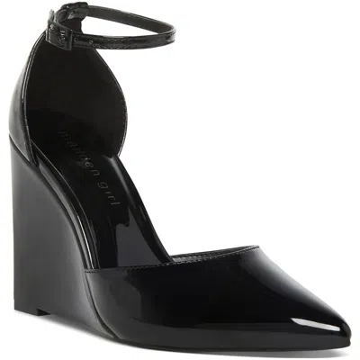 Madden Girl Standout Womens Patent Pointed Toe Wedge Heels In Black